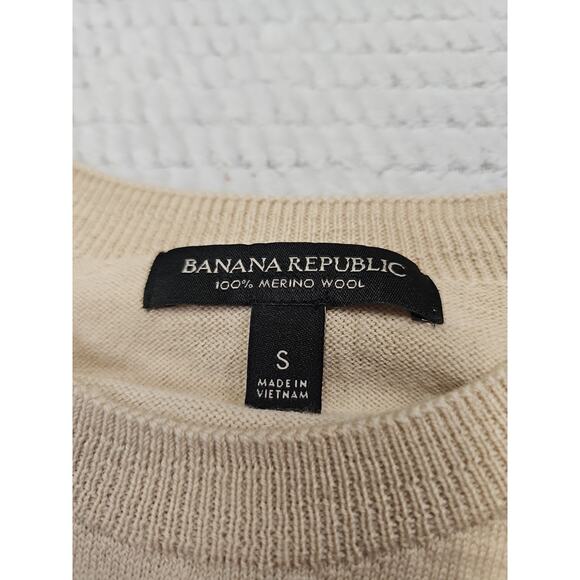 Banana Republic Sweater Womens Small 100% Merino Wool Tan Pullover - Picture 4 of 6